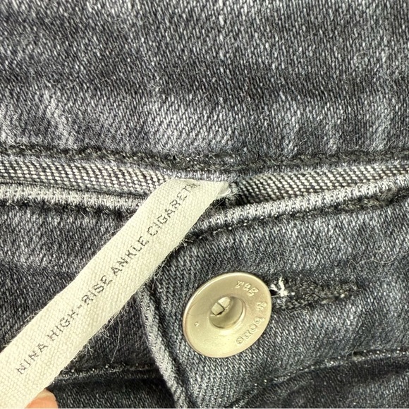 Rag & Bone Nina High-Rise Ankle Cigarette Jean Black Grafton w/Holes Denim 27 - Picture 8 of 14